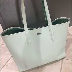 Lacoste Tiffany blue tote shoulder bag with a pouch